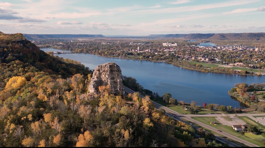 Mississippi River bluffs in autumn